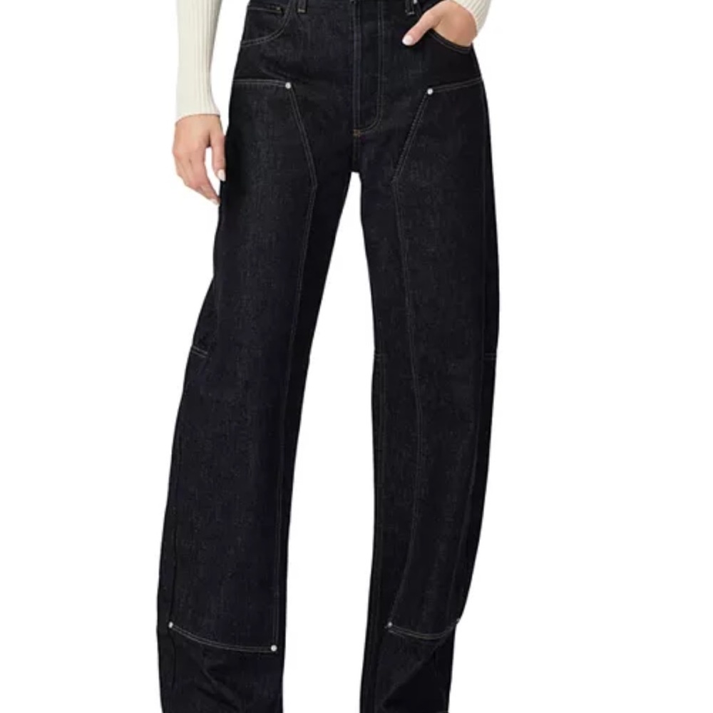 (NEW) PAIGE Black Flare Wide-Leg Jeans